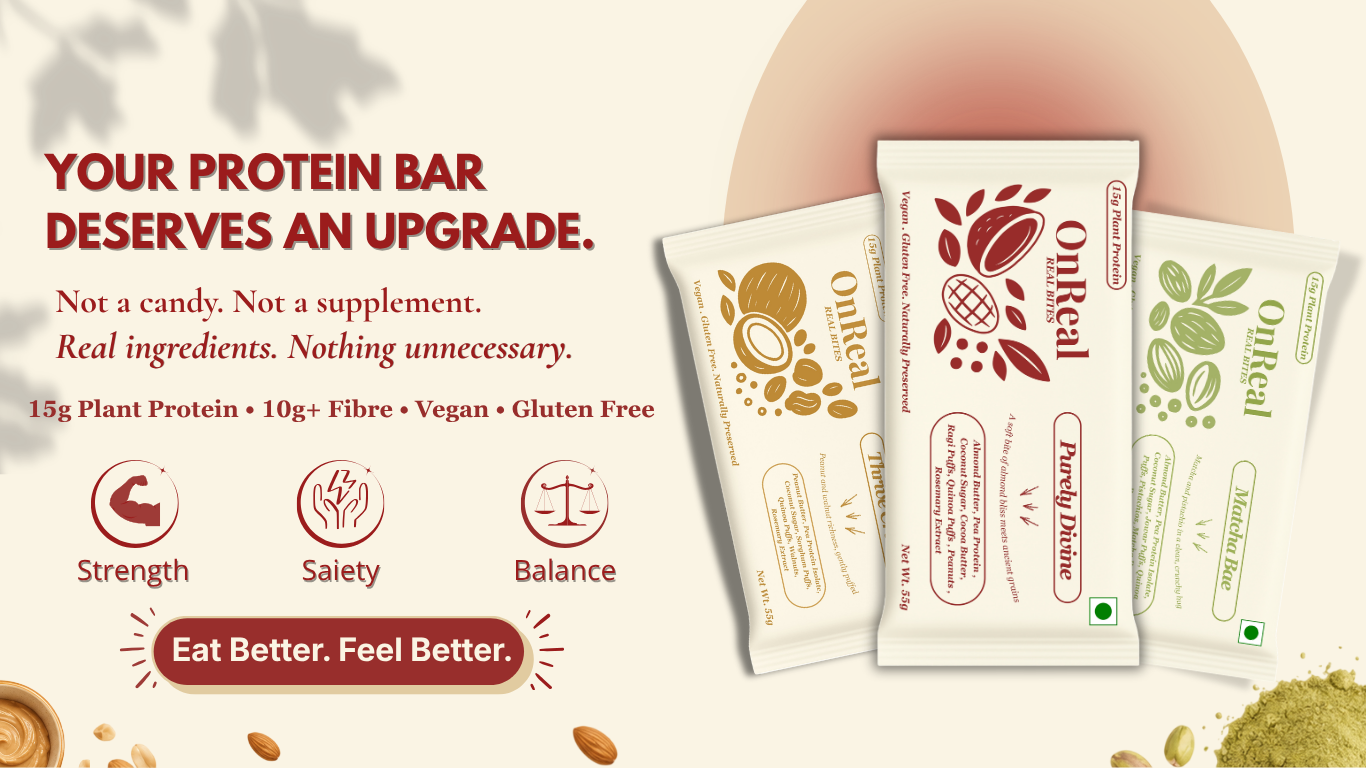 Clean-label vegan protein bars made with real ingredients, 15g plant protein, up to 13g fibre, no refined sugar, and gluten-free nutrition for everyday snacking.