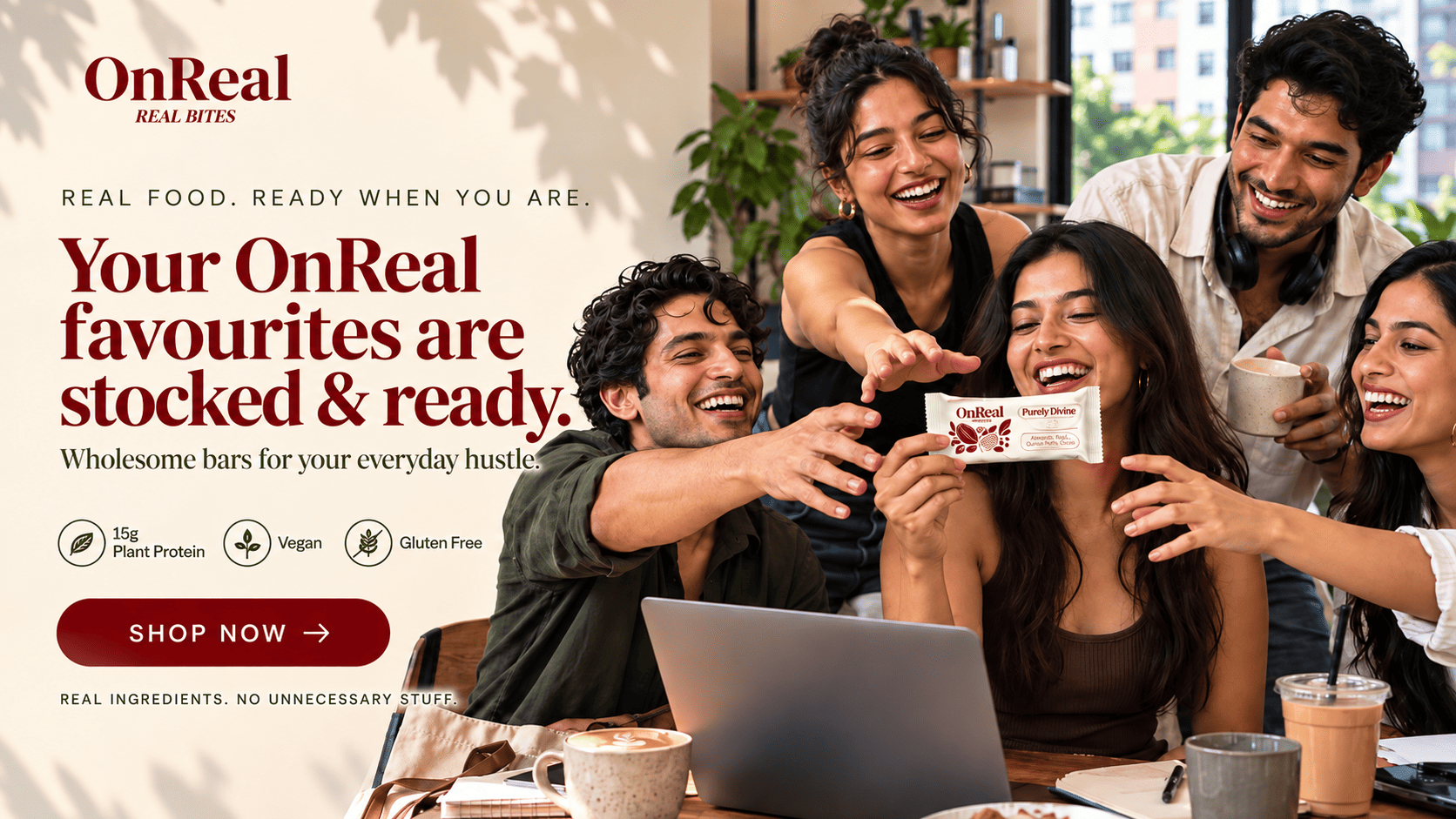 Clean-label vegan protein bars made with real ingredients, 15g plant protein, up to 13g fibre, no refined sugar, and gluten-free nutrition for everyday snacking.